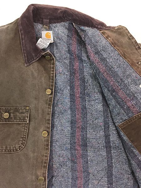 古着 USA製 Carhartt 裏地 ストライプ ブランケット チョコレート