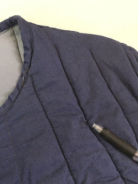 古着 70s ポーランド製 ユーロ ワーク コットン キルテイング ベスト 丸首 XL位 古着 70s ポーランド製 ユーロ ワーク コットン キルテイング ベスト