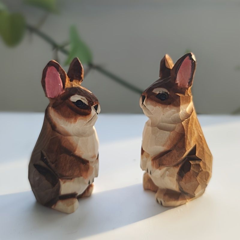 SGYP204 手作り木製うさぎの置物｜手彫りのあたたかみと優しい彩色