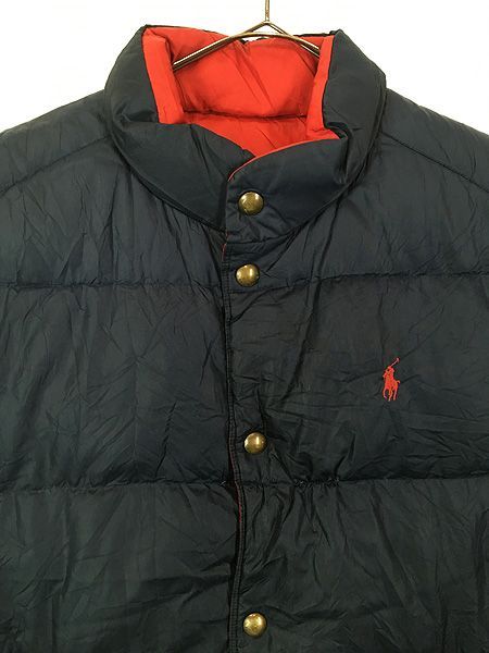 古着 Polo Ralph Lauren ワンポイント リバーシブル 軽量 ダウン ベスト XL