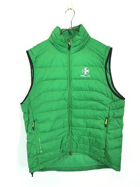 古着 RLX Ralph Lauren クロス ロゴ プリント ナイロン ダウン ベスト L