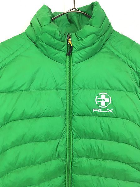 古着 RLX Ralph Lauren クロス ロゴ プリント ナイロン ダウン ベスト L 古着 古着 RLX Ralph Lauren クロス ロゴ プリント ナイロン ダウン ベスト