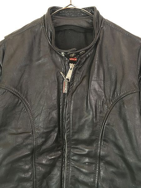 古着 70 s BROOKS 本革 カウハイド レザー シングル ライダース ジャケット 40