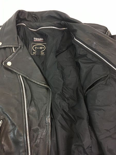 古着 90s TANNERY WEST ハの字 本革 レザー ダブル ライダース