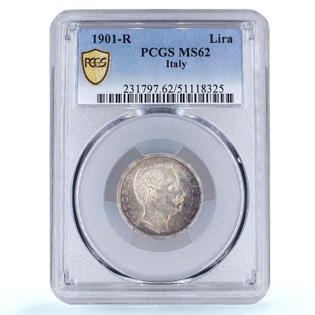 イタリア 1リラ ヴィットーリオ・エマヌエーレ3世 貨幣 KM-32 MS62