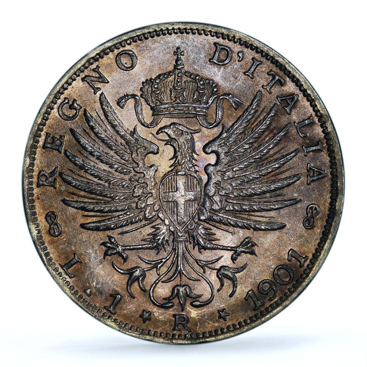 イタリア 1リラ ヴィットーリオ・エマヌエーレ3世 貨幣 KM-32 MS62