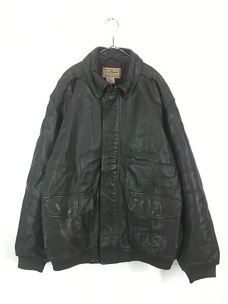 古着 00 s LL Bean Type A 2 本革 ゴートスキン レザー パデッド フライト ジャケット XL TALL!!