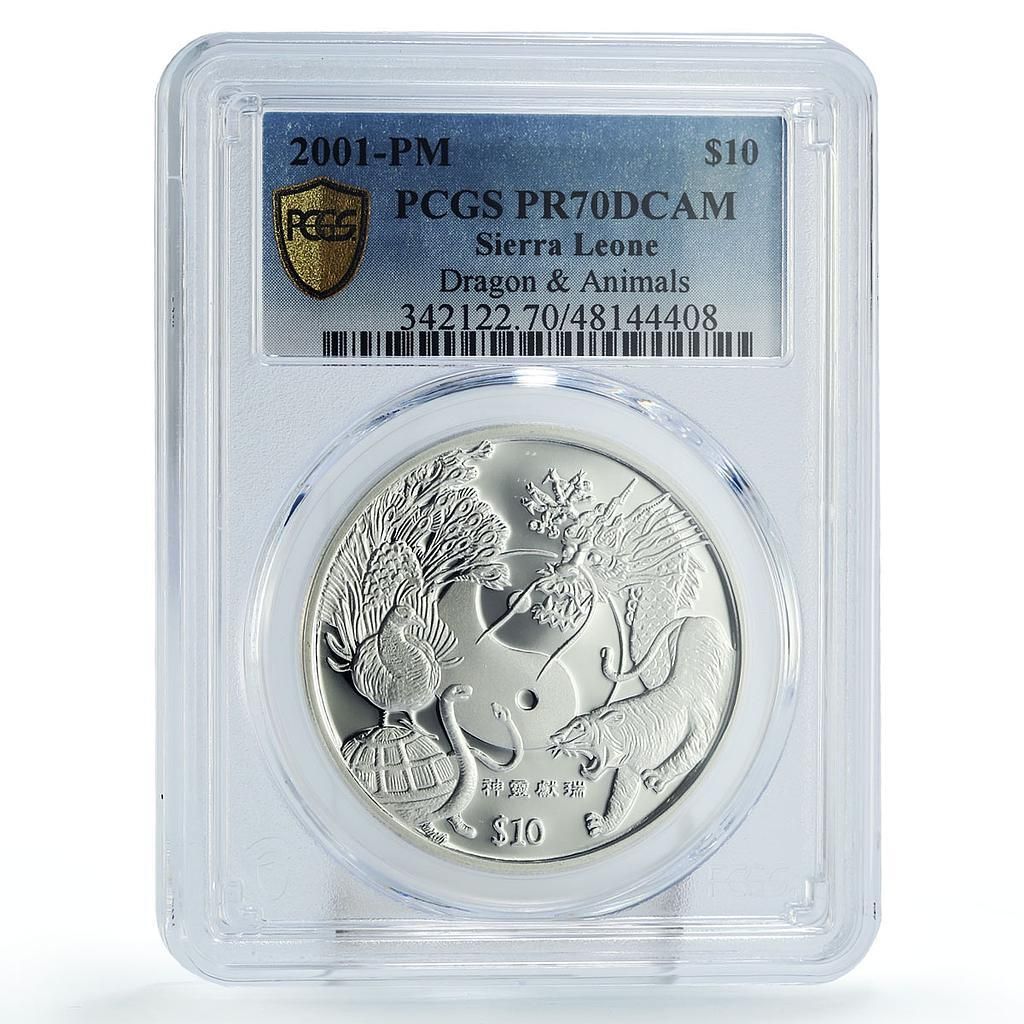 シエラ ル 10 ドル中国 Pan Ku Pangu ドラゴン動物 PR70 PCGS Ag