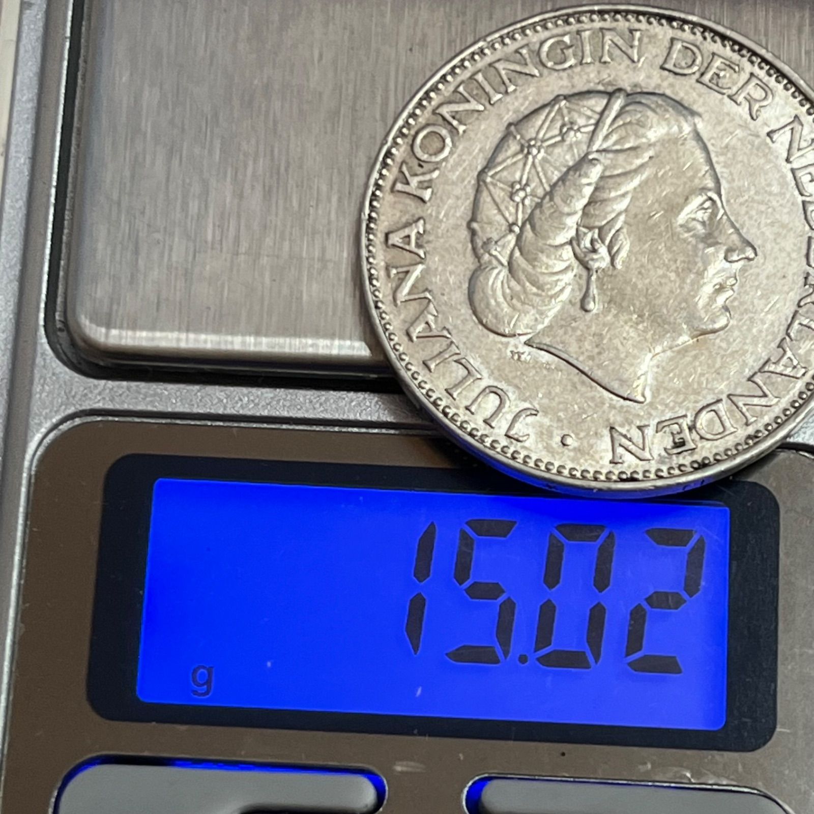 銀貨】1961年 オランダ 2 1/2ギルダー銀貨 ユリアナ女王／銀72％・約