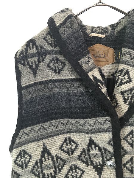 古着 80s USA製 WoolRich ネイティブ チマヨ 総柄 ショールカラー