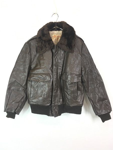古着 70-80s Excelled G-1タイプ ボア ライナー 本革 レザー フライト
