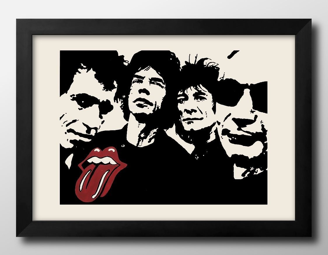 ローリングストーンズ絵画♪　油絵　アクリル画 14230ローリングストーンズ ロック 音楽 A3 サイズ ポスター アート