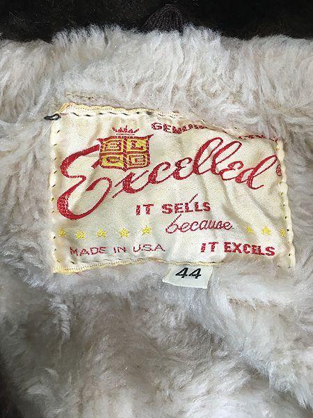 古着 70-80s Excelled G-1タイプ ボア ライナー 本革 レザー フライト