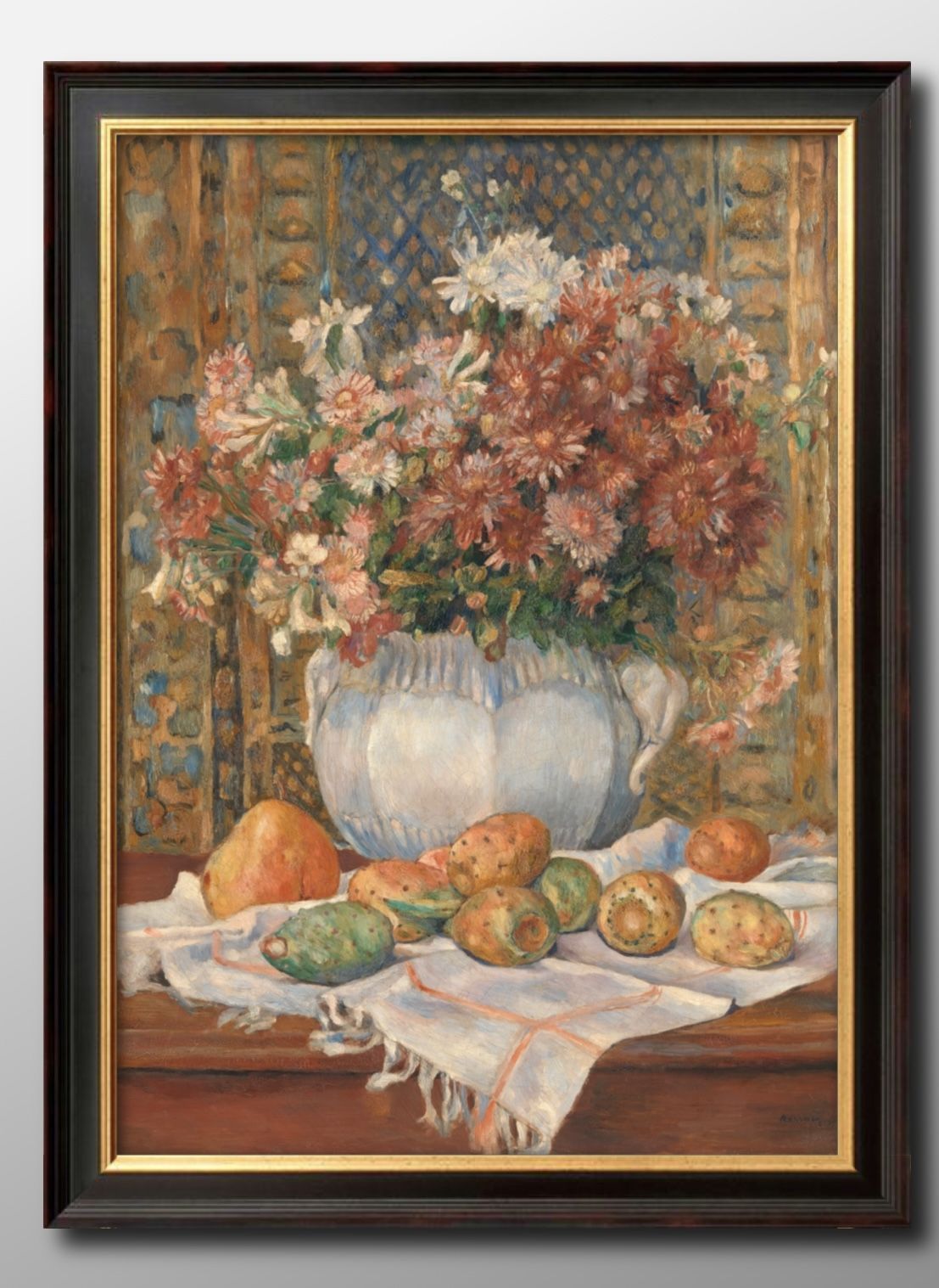 14600オーギュスト ルノワール 花とウチワサボテンのある静物 A3