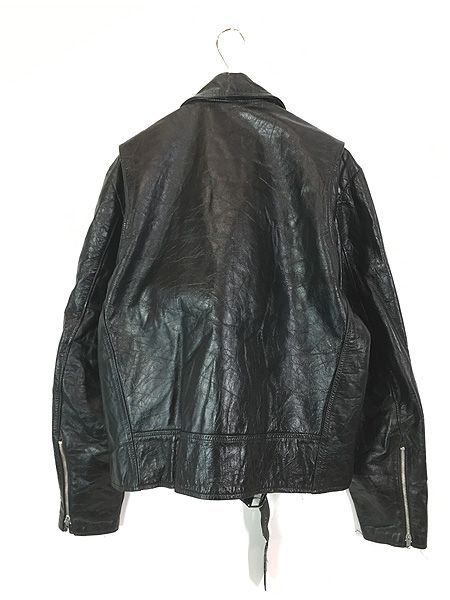 古着 70s Sears Leather Shop Collection パデッド ハの字 本革 レザー ダブル ライダース ジャケット 46 TALL 古着 70s Sears Leather Shop Collection パデッド ハの字 本革 レザー
