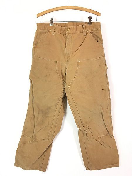 古着 80s USA製 Carhartt ブラウン ダック Wニー ペインター ワーク