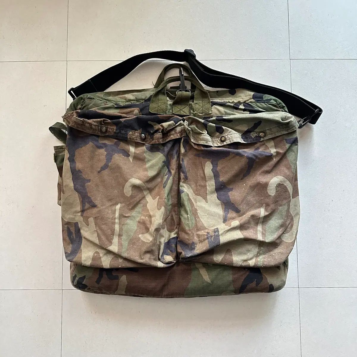 90 s ミリタリー オリジナル HGU-56 P ウッドランド カモフラージュ ヘルメット バッグ