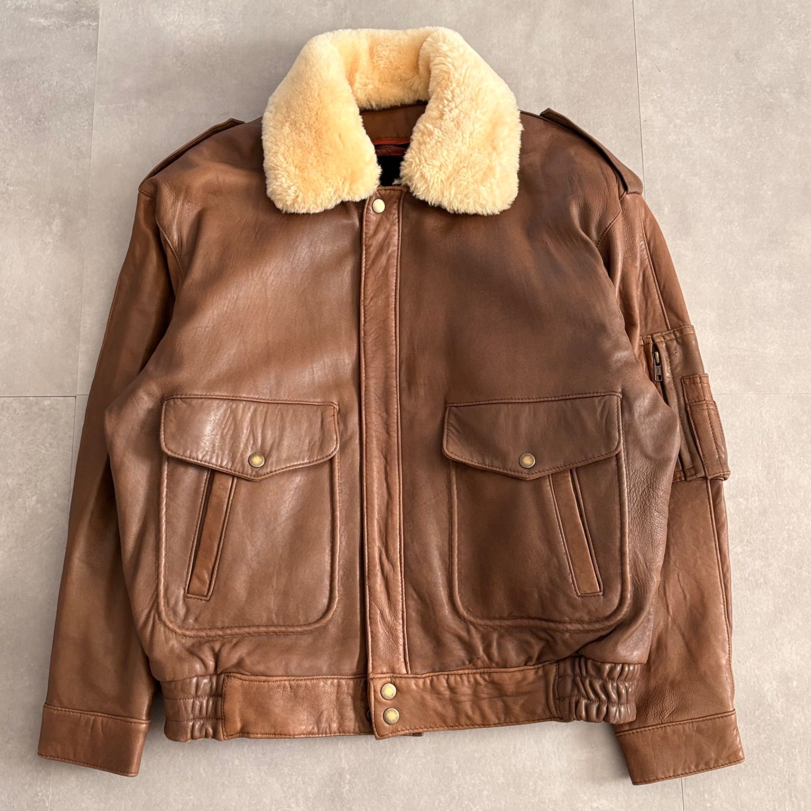 G-1 レザーフライトジャケット 2WAY 短丈 ブラウン - メルカリ