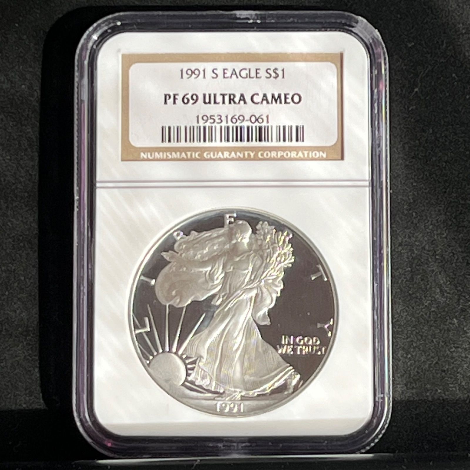 銀貨 1991年 アメリカン シルバーイーグル 1ドル プルーフ NGC PF 69 Ultra Cameo ウォーキングリバティの輝き 高鑑定シルバーイーグル 100