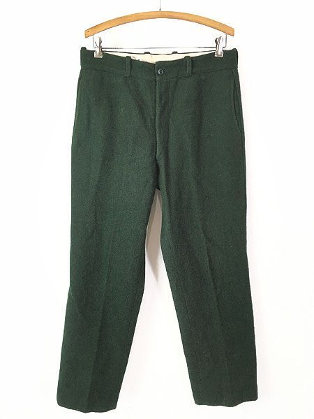 古着 70 s LL Bean サスペンダー ボタン 防寒 メルトン ウール ハンティング パンツ ストレート W 31 L 30