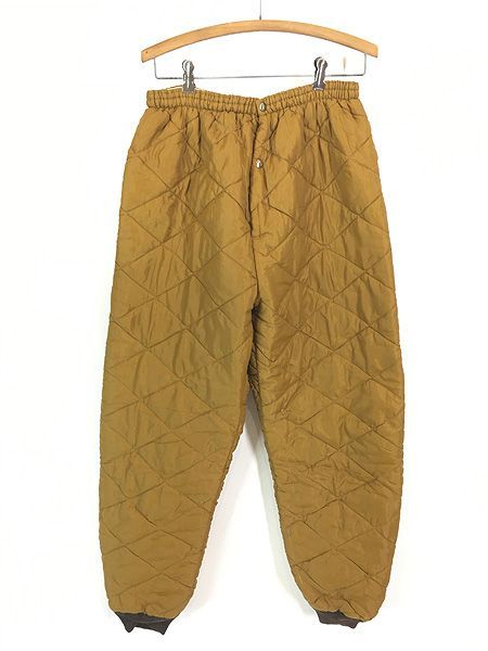 古着 60 s 防寒 中綿 パデッド キルティング オーバー パンツ マスタード W 26 37 L 29