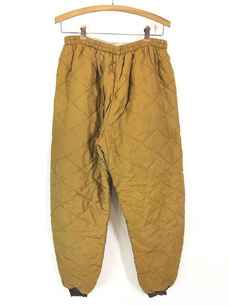 古着 60 s 防寒 中綿 パデッド キルティング オーバー パンツ マスタード W 26 37 L 29