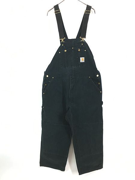 古着 90-00 s Carhartt ブラック ダック Wニー ワーク オーバーオール W 41 L 25