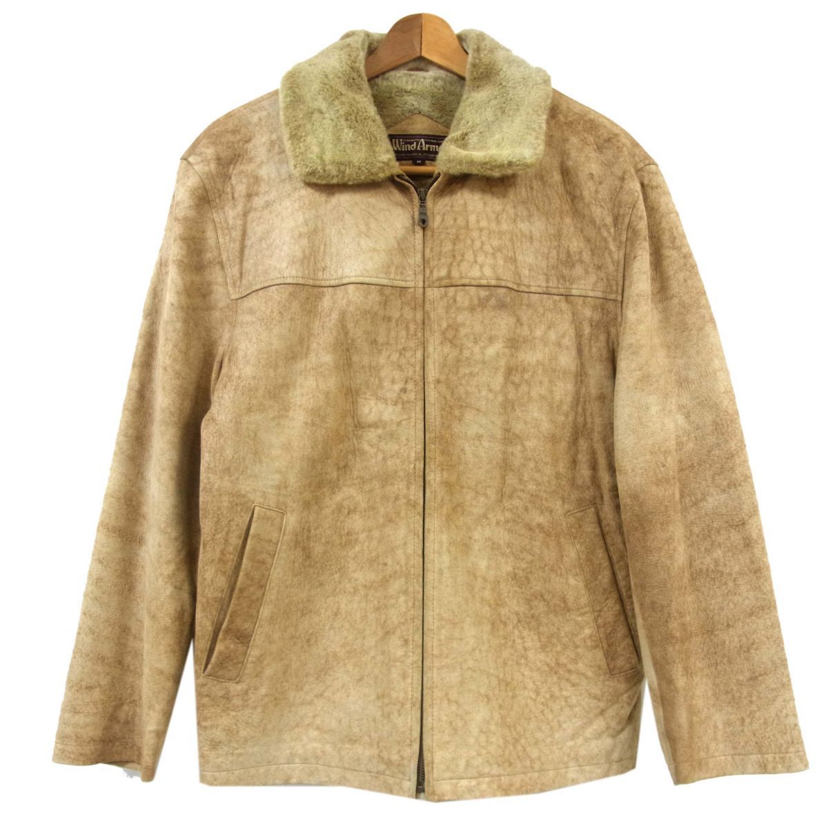 WIND ARMOR テーラードジャケット イタリヤ製 ベージュ ラムレザー 90s◇WindArmour ウインドアーマー ラムレザージャケット ムートン