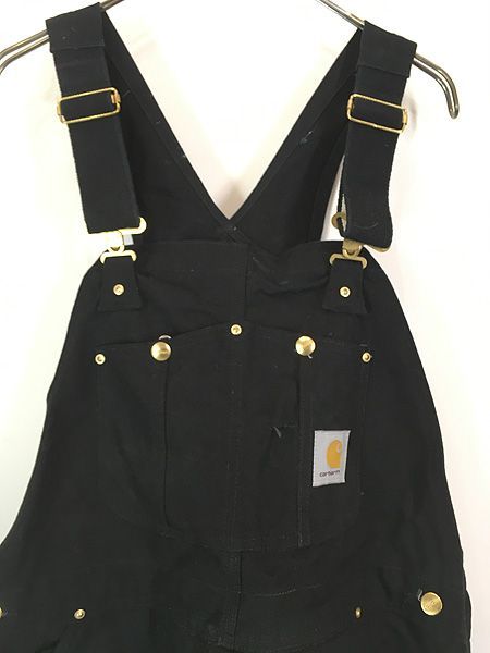 古着 00 s Carhartt 防寒 パデット ブラック ダック Wニー ワーク オーバーオール W 37 L 29