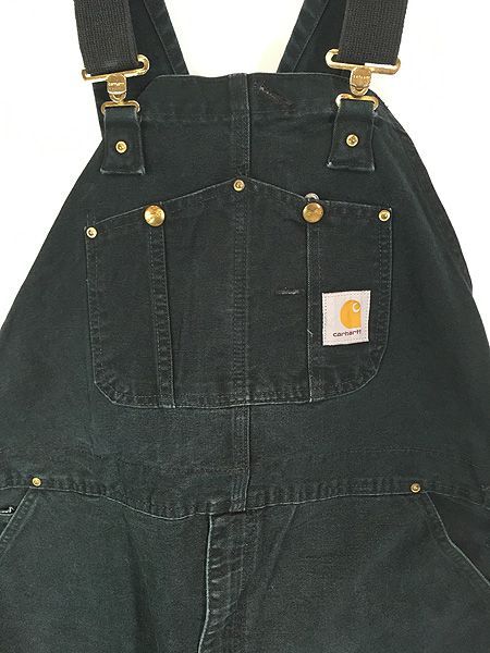 古着 90-00 s Carhartt ブラック ダック Wニー ワーク オーバーオール W 41 L 25