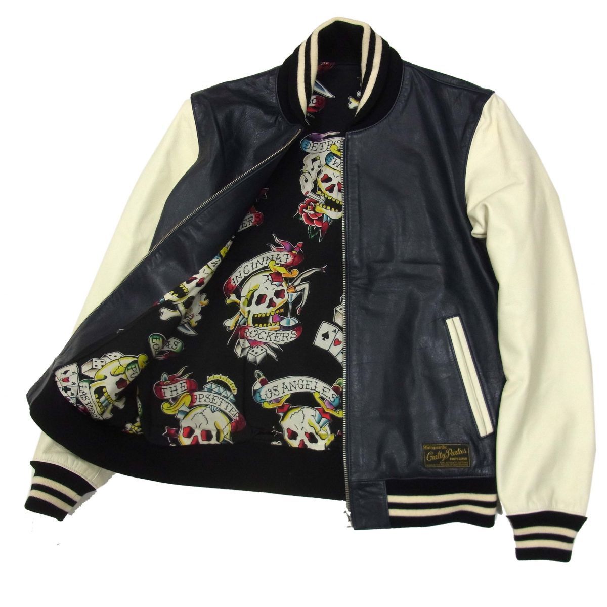 美品 WACKOMARIA本革レザースタジャン　GUILTY PARTIES刺繍 美品 定価11万円◇WACKOMARIA ワコマリア オールレザー スタジャン