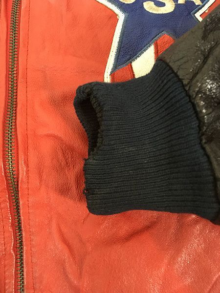 古着 90s Michael Hoban USA 星条旗 イーグル 本革 オール レザー