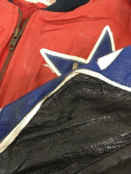 古着 90s Michael Hoban USA 星条旗 イーグル 本革 オール レザー