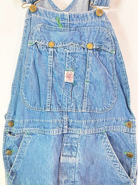 古着 60 s TUF NUT コットン インディゴ デニム ワーク オーバーオール W 31 L 32