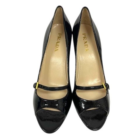プラダ PRADA パンプス シューズ オープントゥ ベルト コーンヒール