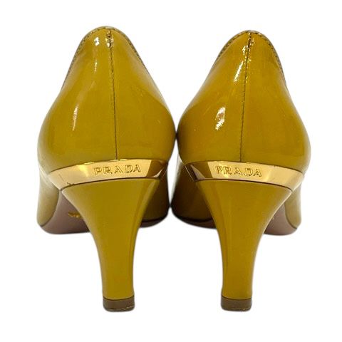 PRADA イエローハイヒール 未使用 PRADA Women Yellow Pumps Patent Leather Pointed Toe Party High