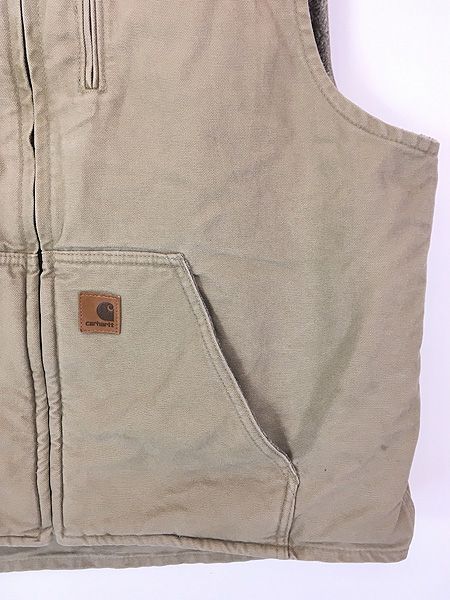 古着 Carhartt 裏ボア ベージュ ダック ハイネック 購入 ベスト XL