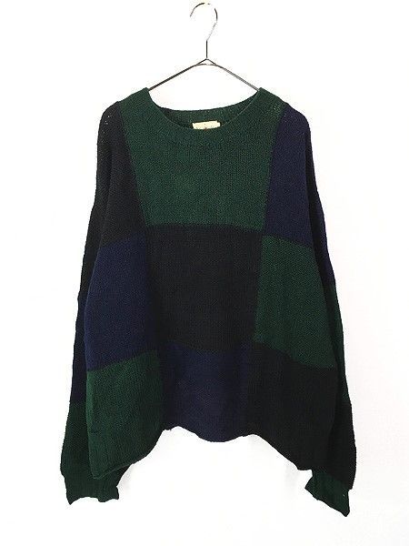 古着 90s J Crew カラー ブロッキング パッチワーク ローゲージ ウール