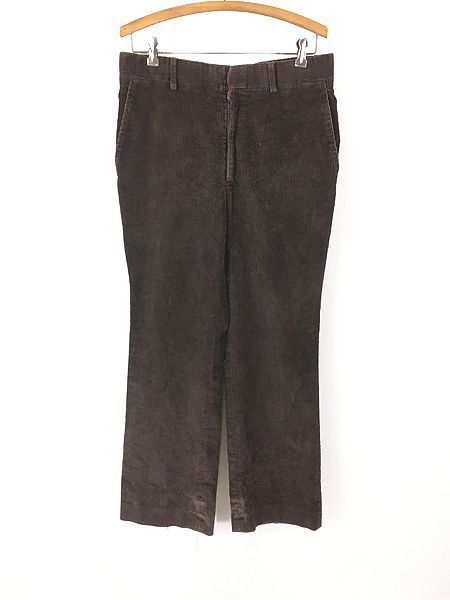 古着 80 s LL Bean 太畝 ベロア コーデュロイ トラウザーズ パンツ コーズ ストレート ブラウン W 31 L 30