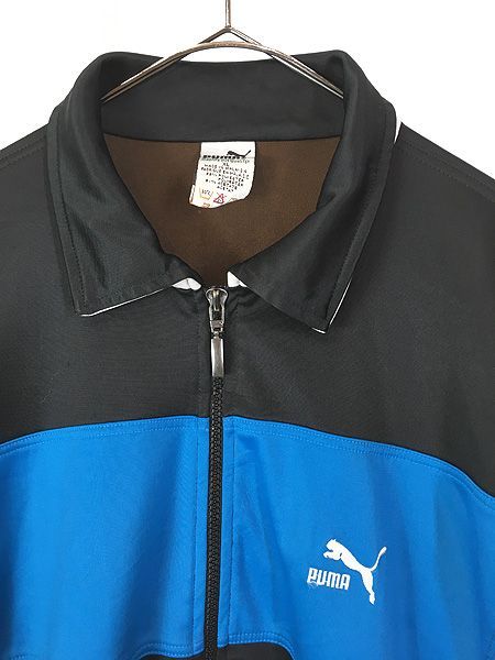 古着 90s PUMA ロゴ 刺しゅう 3カラー パネル 襟付き ジャージ トップ トラックスーツ XL 古着 古着 90s PUMA ロゴ 刺しゅう 3カラー パネル 襟付き ジャージ トップ