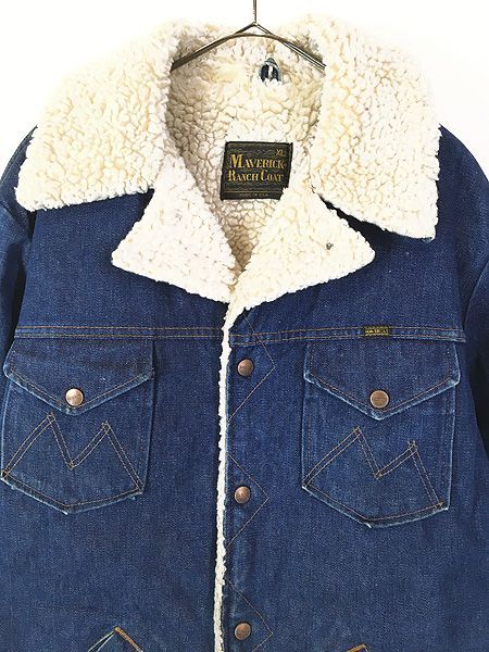 古着 70s USA製 Maverick 「Ranch Coat」 濃紺 デニム ボア ランチ