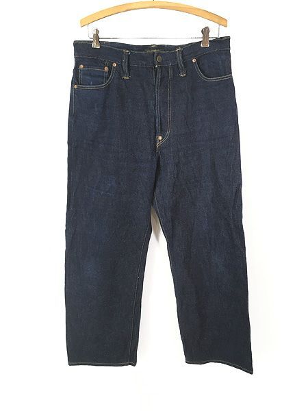 古着 Labour Union シンチバック むき出しリベット 16 oz リジット デニム パンツ ジーンズ ストレート 34