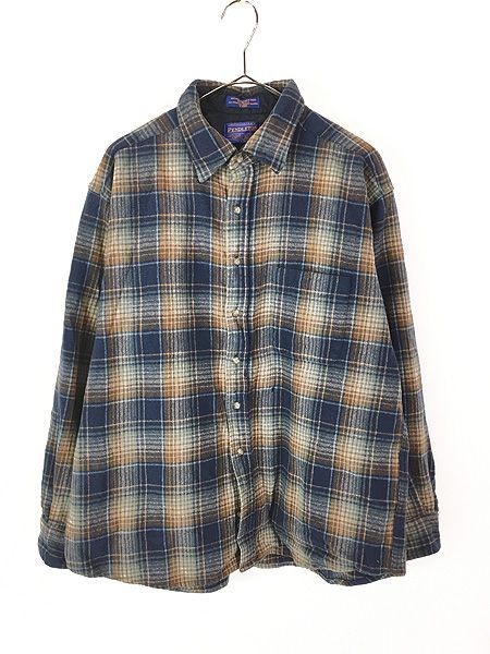 古着 90-00s Pendleton エルボーパッチ オンブレ シャドー チェック 