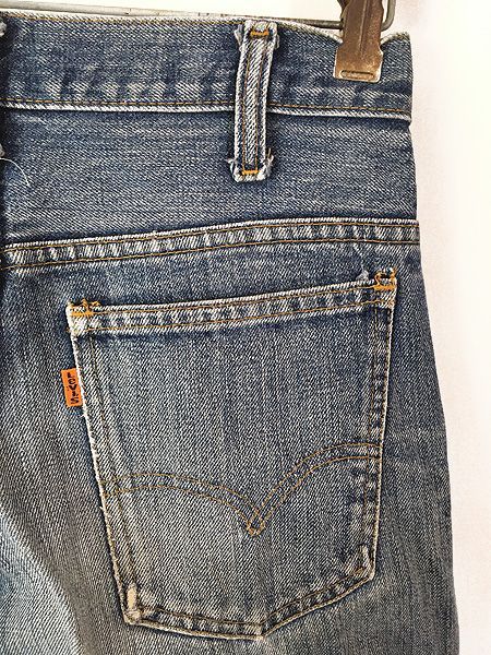 古着 70s Levi's 519-0217 ヒゲ 縦落ち ダメージ インディゴ デニム