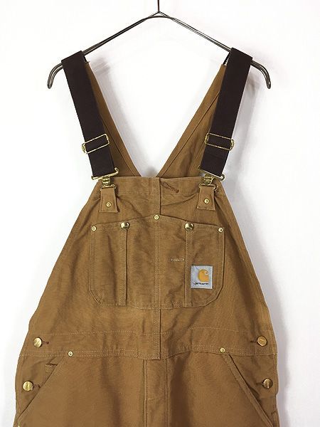 古着 00 s Carhartt 米軍 Property of Naval Air Terminal ステンシル 防寒 ブラウン ダック Wニー オーバーオール W 37 L 30 オーバーオール つなぎ パンツ メンズ