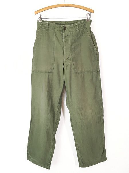 古着 60 s 米軍 US ARMY 初期 8.5 oz コットンサテン ミリタリー ベイカー パンツ ストレート W 31 L 29.5