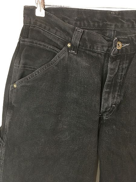 古着 90 s Lee Dungarees ×Buddy Can t Bust em ブラック デニム ペインター パンツ ジーンズ ストレート W 32 L 30