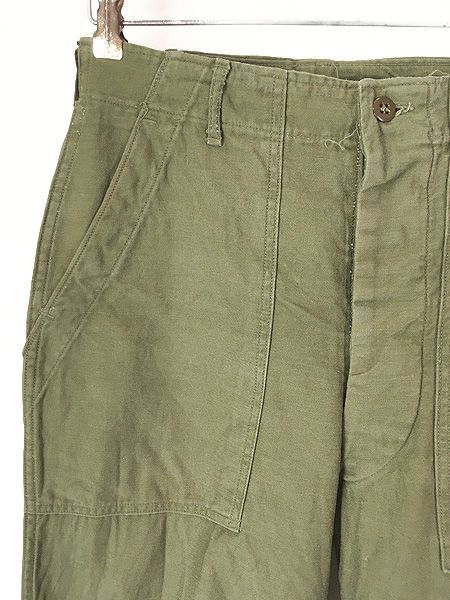 古着 60 s 米軍 US ARMY 初期 8.5 oz コットンサテン ミリタリー ベイカー パンツ ストレート M ゴールデンサイズ-ミント!!
