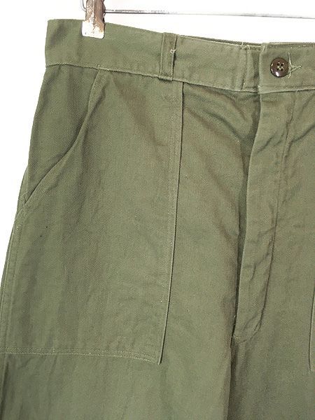 古着 60 s 米軍 USAF カニ股 コットンサテン ミリタリー ベイカー ユーティリティ パンツ ストレート W 31 L ミント!!