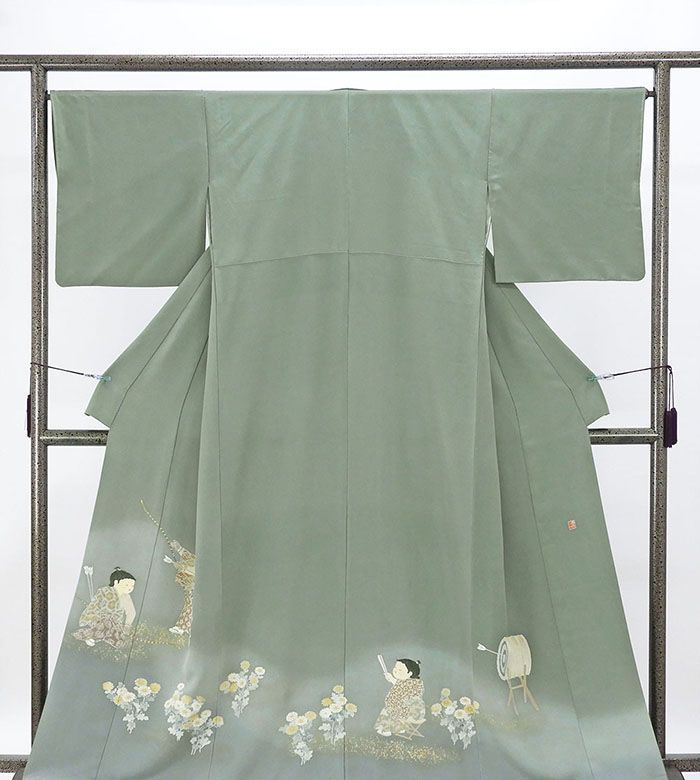 色留袖 正絹 十日町友禅 関口遼一作 身丈160.5 cm 裄丈65.5 紋なし リサイクル 着物 フォーマル レディース f 4091